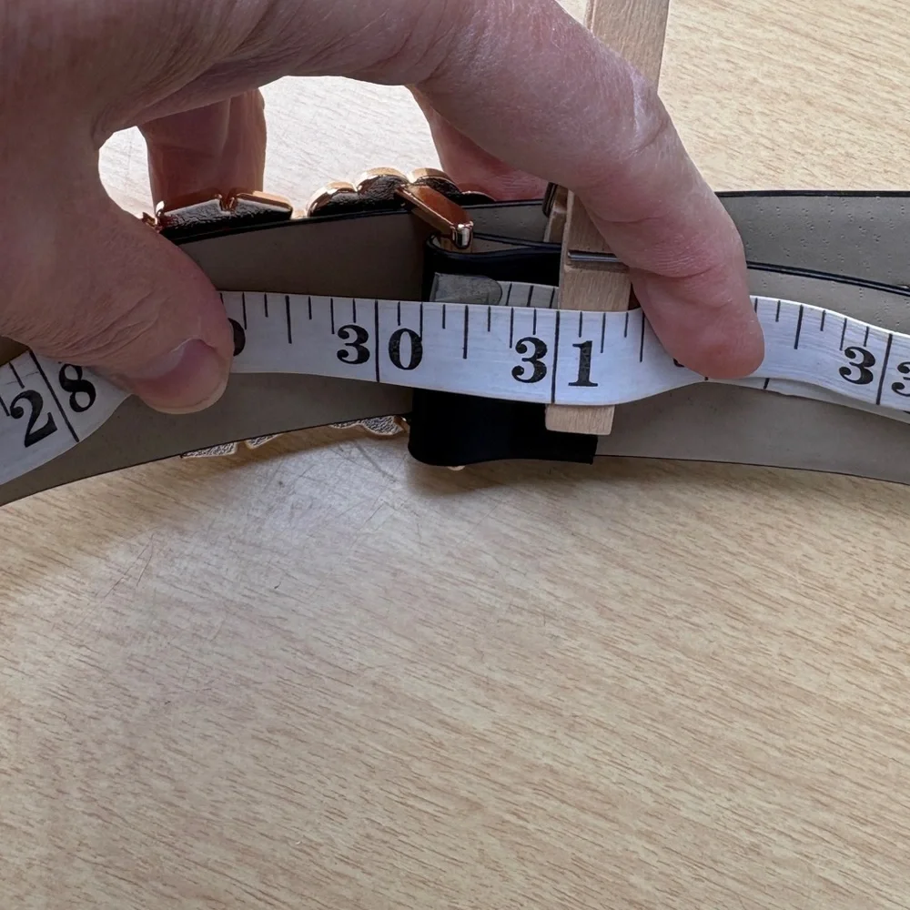 Vince Camuto Black Double Circle Faux Leather, Pearl, Crystal Detail Belt NWOT - Picture 13 of 14